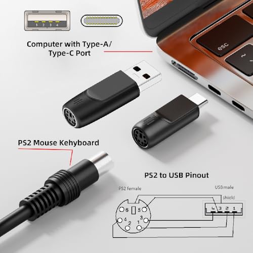 Adaptador USB-C a PS/2 Cablecc, pack de 4 piezas miniatura 4