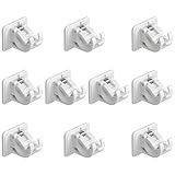 10 Piezas Soporte de Varillas de Cortina Autoadhesivo Sin Perforaciones Soporte de Barra de Cortina Autoadhesivo Soporte de Poste de Cortina Ajustable para Colgar Cortina de Red y Gasa