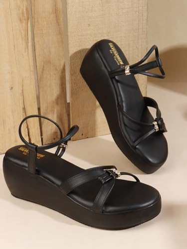 Image of SilverArrow Womens Velmora Comfortable Stylish Wedge Heel Sandals for Women Trendy Open Toe Flats