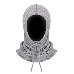 Tagvo Graue Strick-Sturmhaube mit Kordelzug