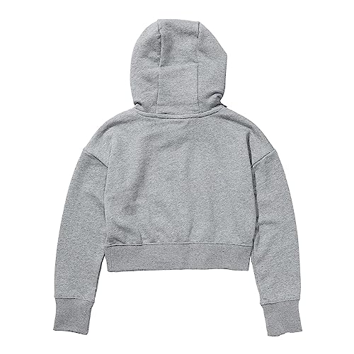 Nike Girl's Sportswear Club Fleece Crop Hoodie (Little Kids/Big Kids) Carbon Heather/White S (8-9 Big Kid)2