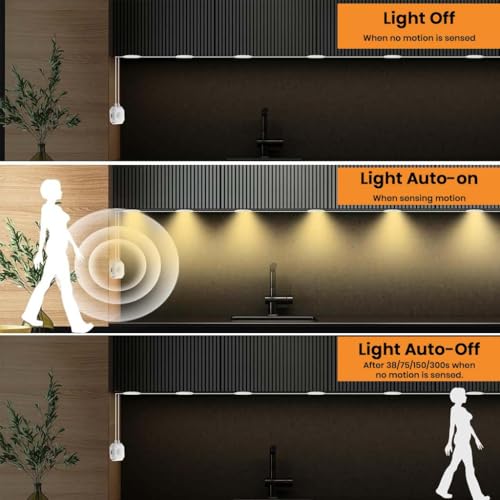 Image of Smart Motion Sensor Cabinet Light, LED Wardrobe Lamp with PIR Sensor, USB Under Cabinet Lighting, Adjustable Color Modes, Stick-On Aluminum Lamp for Kitchen, Closet, Stairs, Hallway