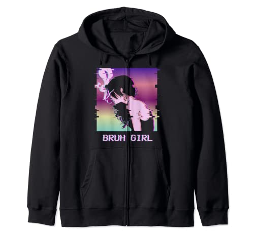 Bruh Girl Vaporwave Aesthetic Gothic Anime Girl Pastel Goth Sudadera con Capucha
