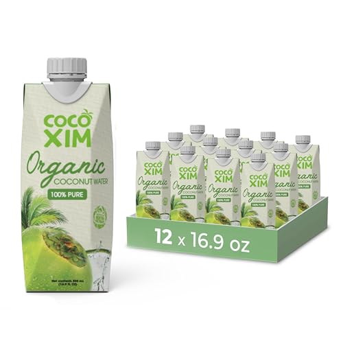 COCOXIM Ready to Drink Organic Coconut Water - 33.8 oz (Pack of 6)| Zero Added Sugar| Natural & Fresh with Electrolytes & Nutrients