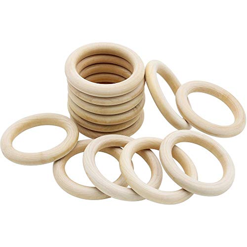NewZC Lot de 18 Anneaux en Bois Naturel 70 mm Anneaux en Bois Non Fini pour Bijoux Faits à la Main Attrape-rêves Pendentif Connecteurs Ronds en Bois