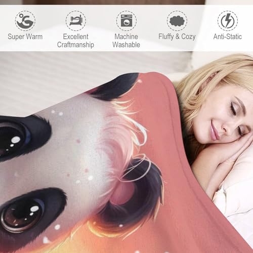 Couverture polaire légère douce jeté de lit panda 130x180cm - 4