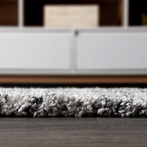 JONATHAN Y Merida Stacked Grid Shag Grey/Ivory 3 ft. x 5 ft. Area Rug, Bohemian, Easy Cleaning, For Bedroom, Kitchen, Living Room, Non Shedding