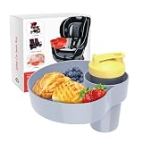 OMYPOTT Kids Car Seat Snack Tray, Travel Tray with Cup Holder, Toddlers Road Trip Essential, Gray