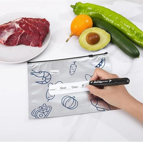 Image of AZLTC Reusable Aluminum Foil Sealable Storage Bags Label and Zip Lock,Food Storage Vegetable Fruit Meat Biryani Food Kitchen Food Storage & Freezing, Stand-Up Bottom Silver Foil Pouches 10pcs
