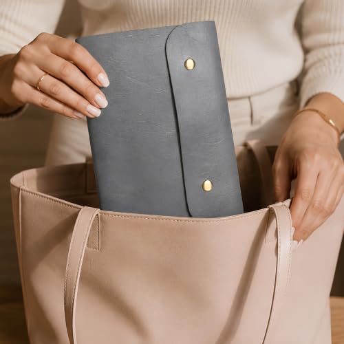 Image of The Messy Corner Leather Button Diary | A5 Travel Dairy for Men and Women | Vegan & Premium Quality | 80 GSM, 140 Ruled Pages - Stylish Grey Notepad