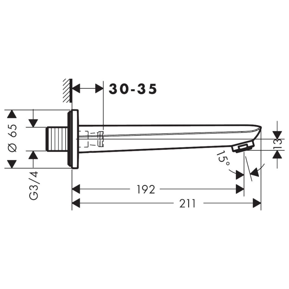 hansgrohe Wanneneinlauf Novus (Komfort Auslauf 192mm) Chrom