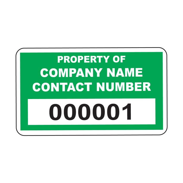 500 Green Personalised Asset Tag Labels Custom Stickers- 38mm x 20mm Permanent Vinyl Labels - Simple to Customize