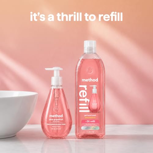 method Gel Hand Wash Refill, Pink Grapefruit, 34 fl oz | Refills Up to 3X, Hydrates & Softens Skin, Designed for Gentle Everyday Cleansing, Notes of Pink Grapefruit & Blood Orange - image 2