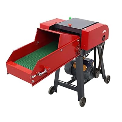 HayWHNKN Chaff Cutters Cutting Grass Chopper Corn Straw Cutter Pulverizer Hay Crusher for Animal Feed Process Auto Feed Straw Silage Machine 220V 3KW 4 Blade(with Conveyor)