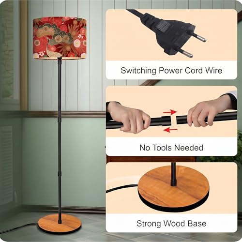 Image of Rellon Floor Lamp for Living Room with Decorative Metal Floor Lamp Standing Home Decoration Floor JuteLamp Shade Reading for Bedroom, Office,Kitchen (A7)