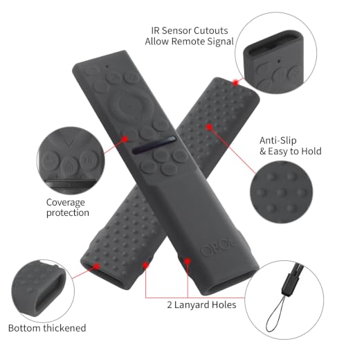 Image of Oboe Silicone Tv Remote Cover Compatible with Samsung Smart Tv Remote 2026 Model BN59-01498A Key Cover Case with Lanyard (B-Dark Grey) REMOT E NOT Included