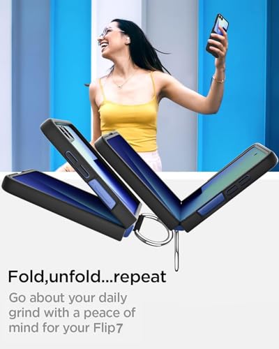 Image of Scalebee Back Cover for Samsung Galaxy Z Flip 7 / Flip7 5G Ultra Thin Slim Protective Case Cover with Metal Ring (Black)