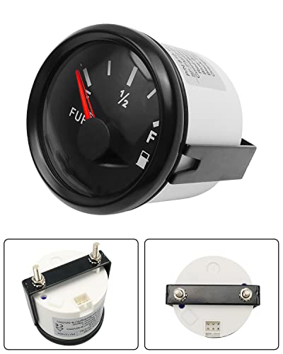Image of 0-90 ohm Fuel Level Gauge, Waterproof Marine Fuel Gauge with 52mm Dial & LED Backlight, Universal Fuel Tank Meter Gauge for Boat Automotive Car Truck Vehicle RV Yacht, Black