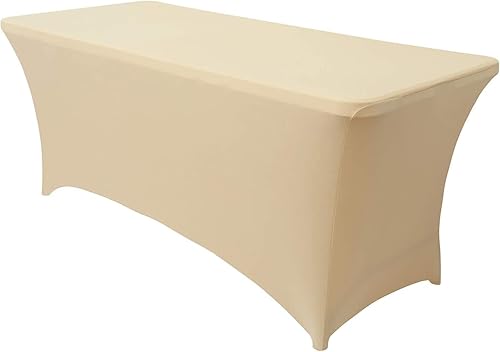 Miniatura 226 de Obstal Funda de mesa de elastano elástica de 4 pies para mesas plegables estándar, paquete de 2 manteles rectangulares universales ajustables