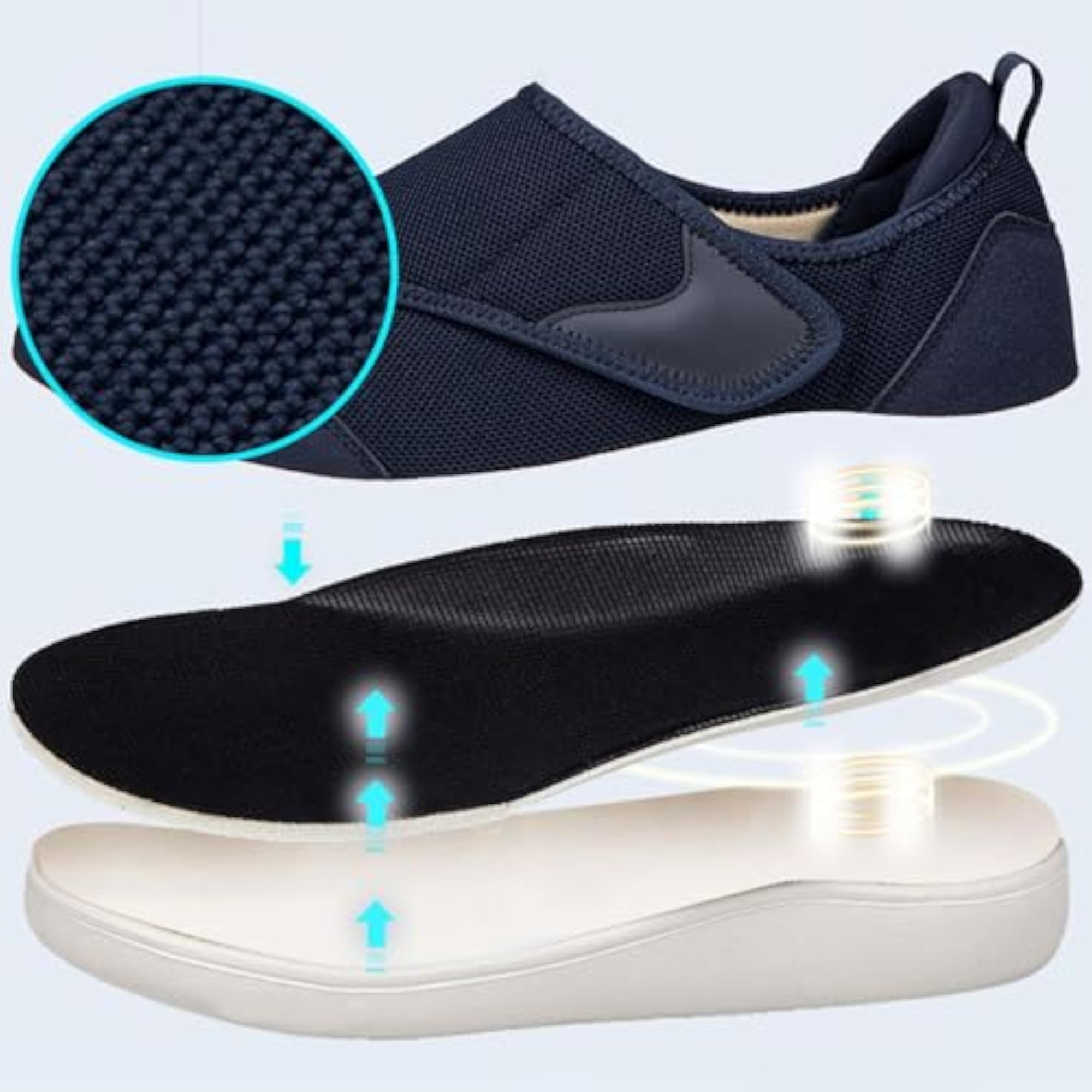 Men's Adjustable Strap Walking Shoes, Low Top Cushioning Flats