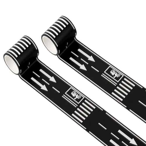 HMPBEFU 2 Rolls Road Tape, Black Highway Track Tape Easy to Stick and for Kids Birthday Party Racing Party Decoration