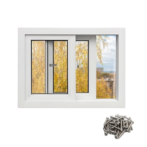 WDJBPSH Weißes Schiebefenster mit Schloss 65x40cm