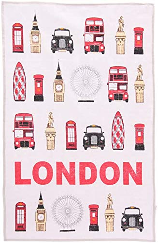 GIFT BRITGiftbrit Ted Smith London Landmarks Cotton Tea Towel for Kitchen 100% Cotton Reusable Kitchen Cloths Multipurpose Tea Towel & Dishcloths Towels Super Soft and Quick Absorbent