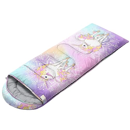 Bolsa de Dormir CVHOUSE Unicornio Arcoíris para Camping, 3 Temporadas, Ligera y Impermeable, Para Adultos y Niños, 31x90 pulgadas, Estándar miniatura 5