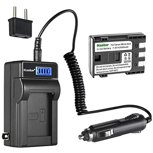 Kastar 1-Pack NB-2L Battery and LCD AC Charger Compatible with Canon NB-2L NB-2LH, NB-2L12 NB-2L14 NB-2L24, BP-2L5, BP-2LH Battery, Canon CB-2LW CB-2LWE Charger, Canon DS126071 E160814 Cameras