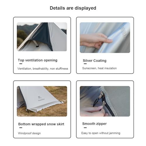 Carpa de Campaña Dome para 2-3 Personas, 4 Estaciones, Impermeable, Ultraligera miniatura 6