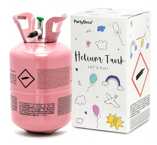 Cilindro de helio - Para inflar globos de látex y papel de aluminio - Botella de helio para [30 globos] (rosa, 0,20 m3)
