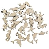 Alipis 50 piezas Rodajas de Madera sin Terminar Forma de Animales Marinos para Manualidades DIY Decoraciones Personalizables para Fiestas y Proyectos Creativos