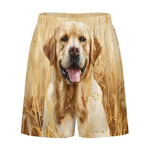 Happy Labrador Retriever Men's Pajama Shorts Soft Comfy Sleep Short Bottom Lounge Pants with Pockets4