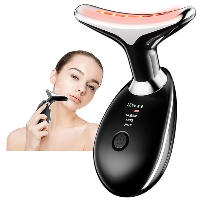Image of Face & Neck Massager, 3 Color Lighting Modes and Vibration for Facial Massager for Skin Care Routine at Home Face Sculpting Tool, Face Beauty Device for Face & Neck Lifting Tightens (Multicolor)