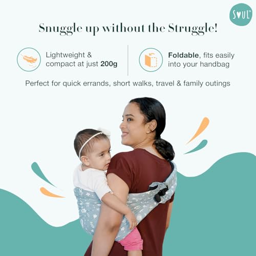 Image of Soulslings Imbu Buckle Hip Sling Baby Carrier -100% Cotton - Frost | Baby Toddler Carrier | Baby Sling Carrier | Lightweight Sling Baby Carrier for Babies & Toddlers | Adjustable for 6 - 30 Months (Upto 20kg)