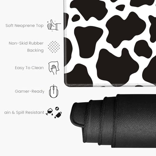 Image of Gaming Mouse Pad 48x24 Desk Mat Giant Mousepad Large Desk Pad Cow Print Full Mouse Mat XXXL Computer Mat for Protector Desktop Wireless