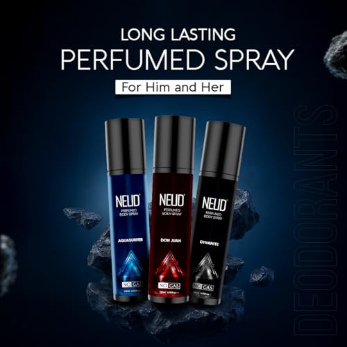 Image of NEUD Deodorant for Men Combo - Set of 3 x 120ml Each, Perfume Body Spray, Deo Gift Set for Men, Fresh & Long Lasting Fragrance, Birthday Gift - Pack of 3