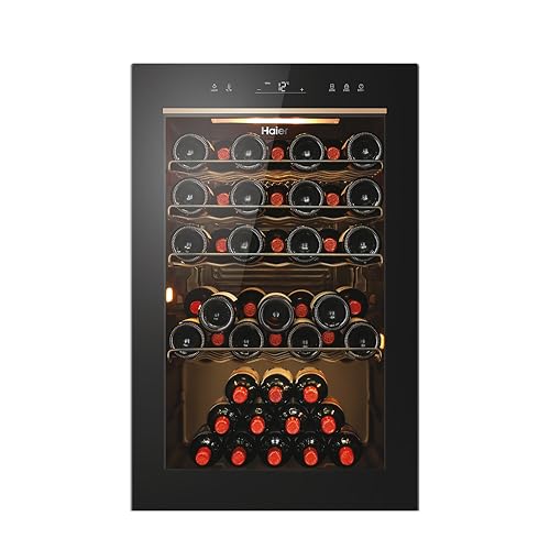 Haier – Cave à Vin 49 Bouteilles – 1 Porte – Classe Énergétique F – Froid Statique – Noire – 82 x 49,7 x 58,5 cm – Modèle HWS49GAE
