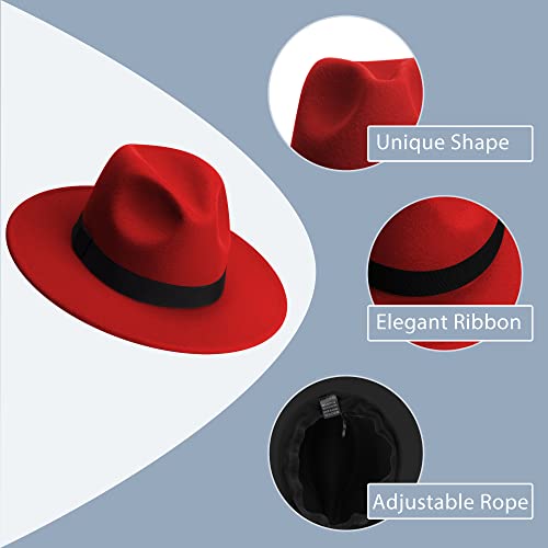 Image of Womens & Mens Fedora Hats, Wide Brim Fedora Hats for Women Men