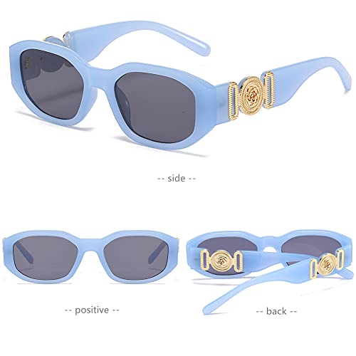 Image of LASPOR Irregular Sunglasses for Women Men Trendy Retro Vintage Rectangle Glasses Hexagon Shades Driving UV400 Protection