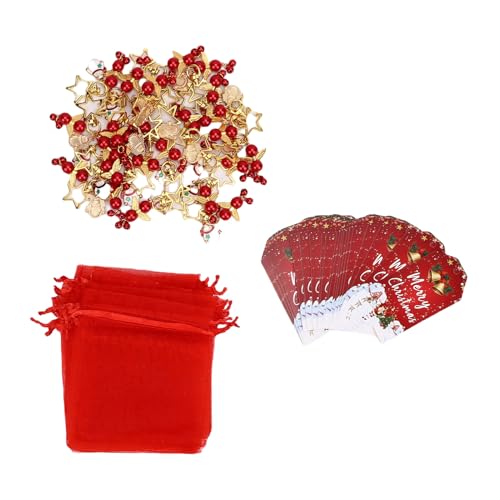 Porte-clés de Noël lot de 24 avec pochette organza et étiquette