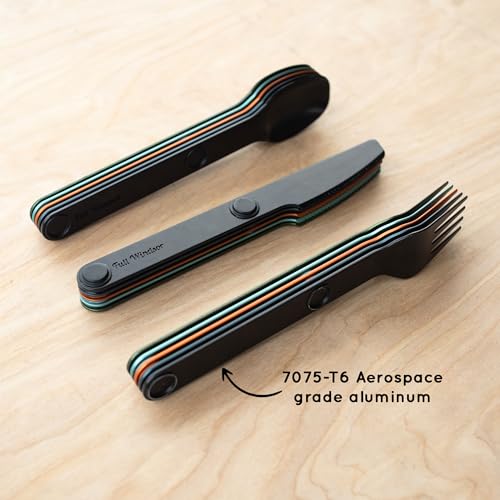 FULL WINDSOR - MAGWARE - Magnetic Camping Cutlery Set, Travel Utensils for Outdoor Cooking, Dining, & Camping, Knife, Fork & Spoon, Portable Silverware with Pouch - Multicolor (15 PCS)