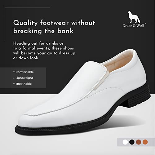 Drake & Wolf Mens Loafers Shoes - Mens Dress Shoes - Classic Manmade Microfiber Leather Loafers For Men Casual Dress Shoes - Comfortable Slip On Dress Shoes For Men - Formal Shoes White #TOP1