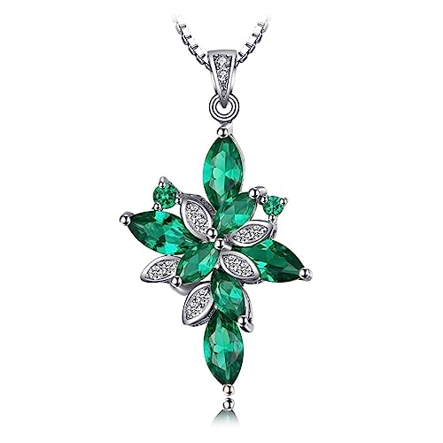 Collier fleur émeraude simulée en argent sterling, le cadeau idéal pour femme