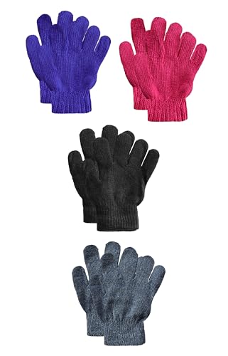 Image of Acrylic warm School Woolen Winter knit cold weather fleece wool Gloves for Boys & Girls, fits for 5-10 years