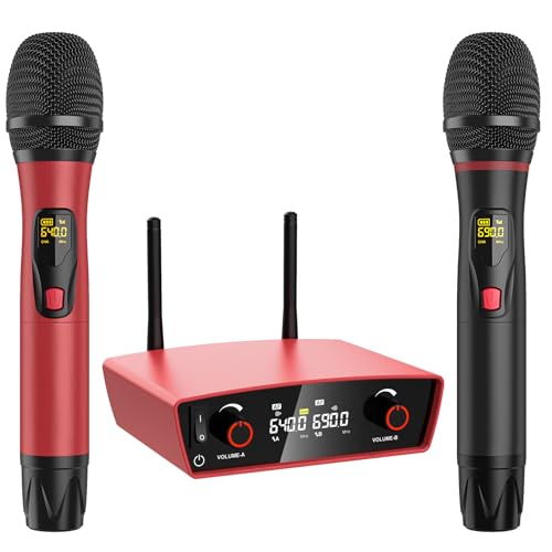loatme Wireless Microphone System, Dual Wireless Mics, Handheld Dynamic