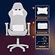 Ranqer Felix Gaming Stuhl - Professioneller Gaming-Sessel - Ergonomischer Gaming Stuhl - 180° verstellbare Rückenlehne mit Kissen - Stabiles Nylon Gestell - Komplett in Weiß