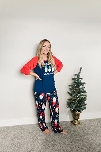 Image of IFFEI Matching Family Pajamas Sets Christmas PJ's with Letter and Plaid Printed Long Sleeve Tee and Bottom Loungewear