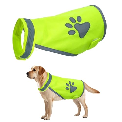 Sikweny Warnweste Hund Reflektierende Streifen Hundewarnweste mit Reflektierenden Elementen Warnwesten Einstellbares Design für Nachtwanderungen Outdoor Abenteuer Radbegleitung Training und Gesel (L)