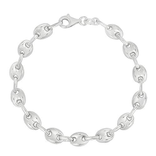 Savlano 925 Sterling Silver Hollow Puffed Anchor Mariner Link Chain Bracelet For Women Comes With Gift Box- Made In Italy cover